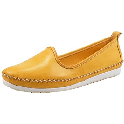 Andrea Conti Mocasines de Cuero para Mujer, Talla:37 EU, Color:Amarillo Andrea Conti Mocasines de Cuero para Mujer, Talla:37 EU, Color:Amarillo