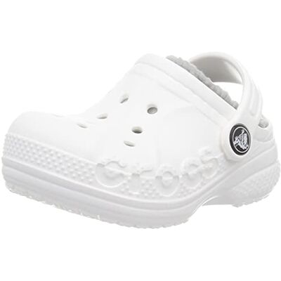 Crocs Unisex Niño Baya Lined Clog K Zueco, White/Light Grey, 28/29 EU Crocs Unisex Niño Baya Lined Clog K Zueco, White/Light Grey, 28/29 EU