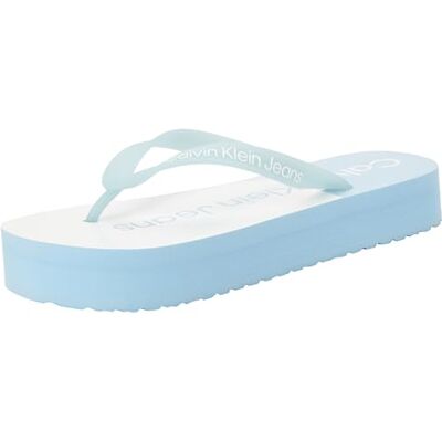 Calvin Chanclas Mujer Beach Sandal Flatform con Plataforma, Azul (Dusk Blue/Bright White), 39 Calvin Chanclas Mujer Beach Sandal Flatform con Plataforma, Azul (Dusk Blue/Bright White), 39