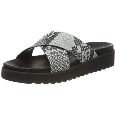 Buffalo Javia, Sandalias Planas Mujer, Negro/Blanco, 36 EU Buffalo Javia, Sandalias Planas Mujer, Negro/Blanco, 36 EU