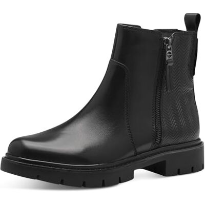 Tamaris COMFORT Botines sin tacón con cremallera para mujer otoño, Negro, 38 EU Tamaris COMFORT Botines sin tacón con cremallera para mujer otoño, Negro, 38 EU
