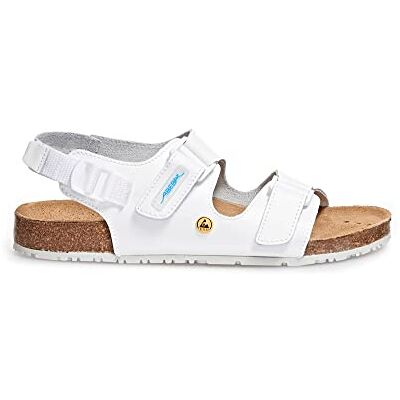 Abeba 4090 ESD Zapato de trabajo (sin metales, correas en empeine y talón), Bianco bianco, 46 Abeba 4090 ESD Zapato de trabajo (sin metales, correas en empeine y talón), Bianco bianco, 46