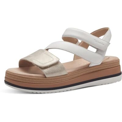 Tamaris - COMFORT 197 WHITE COMB Wedge Plateau Sandale Komfortable Mehrweite Alltagsschuh Festlich Elegant, Sandalias planas, Tamaris - COMFORT 197 WHITE COMB Wedge Plateau Sandale Komfortable Mehrweite Alltagsschuh Festlich Elegant, Sandalias planas,