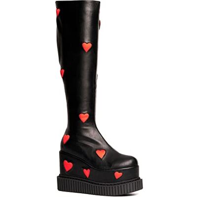 LAMODA Madly in Love, Botas Altas hasta la Rodilla Mujer, Black PU Red Heart, 36 EU LAMODA Madly in Love, Botas Altas hasta la Rodilla Mujer, Black PU Red Heart, 36 EU