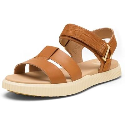 Sorel Ona Ave Sandalias planas con correa al tobillo para mujer, té helado/goma de mascar, talla 46 Sorel Ona Ave Sandalias planas con correa al tobillo para mujer, té helado/goma de mascar, talla 46