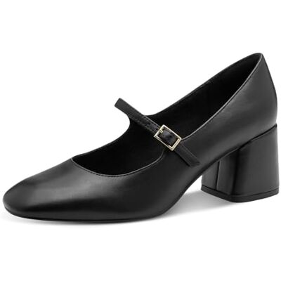 MARCO TOZZI Mujer Mary Janes de Piel Tacón Cuadrado, Negro, 40 EU MARCO TOZZI Mujer Mary Janes de Piel Tacón Cuadrado, Negro, 40 EU