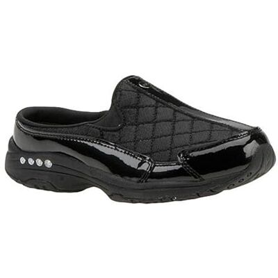 Easy Spirit Traveltime12, Mule Mujer, Negro Plata Patente, 37.5 EU Ancho Easy Spirit Traveltime12, Mule Mujer, Negro Plata Patente, 37.5 EU Ancho