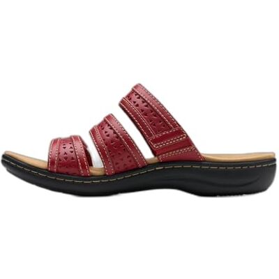 Clarks Sandalias casuales para mujer, rojo (Red Leather), 8.5 Narrow Clarks Sandalias casuales para mujer, rojo (Red Leather), 8.5 Narrow