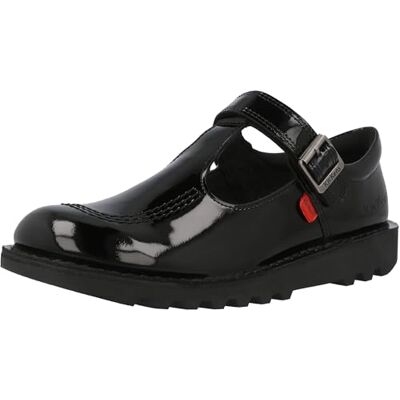 Kickers Zapato de uniforme escolar Kick T Vel para niña, aspecto elegante para la escuela diaria, ajuste cómodo diario, acolchado para uso diario, negro (Patent Black), 4 UK Kickers Zapato de uniforme escolar Kick T Vel para niña, aspecto elegante para la escuela diaria, ajuste cómodo diario, acolchado para uso diario, negro (Patent Black), 4 UK