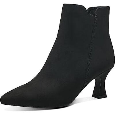 MARCO TOZZI Botines de mujer con cremallera con tacón puntiagudo, Negro, 38 EU MARCO TOZZI Botines de mujer con cremallera con tacón puntiagudo, Negro, 38 EU