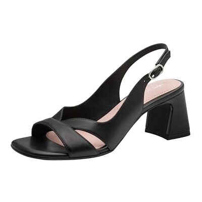 Tamaris Sandalia para mujer con tacón, piel negra, 37 EU Tamaris Sandalia para mujer con tacón, piel negra, 37 EU