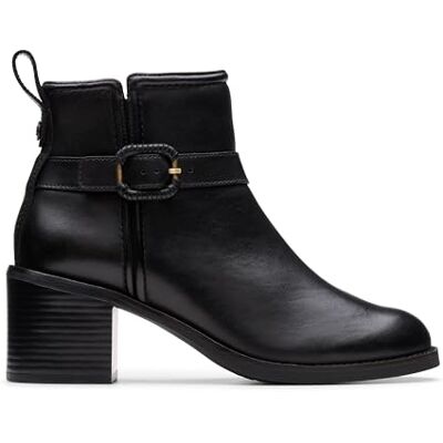 Clarks Premium Botas de combate Chamberly Trim para mujer, cuero negro, 3.5 UK, Piel negra, 36.5 EU Clarks Premium Botas de combate Chamberly Trim para mujer, cuero negro, 3.5 UK, Piel negra, 36.5 EU