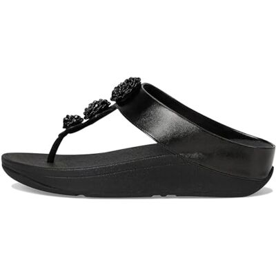 Fitflop Sandalias Fino Beadie con botones metálicos para mujer, negro metalizado, 43 EU Fitflop Sandalias Fino Beadie con botones metálicos para mujer, negro metalizado, 43 EU