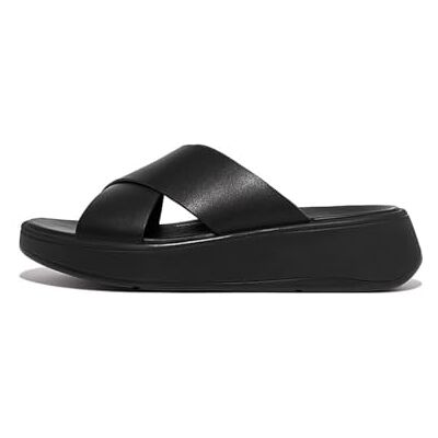 Fitflop Women's F-Mode Leather Flatform Cross Slides Wedge Sandal, Todo negro., 42 EU Fitflop Women's F-Mode Leather Flatform Cross Slides Wedge Sandal, Todo negro., 42 EU