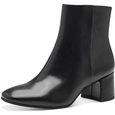 MARCO TOZZI Botines para mujer con tacón de piel sintética con cremallera, color negro (negro), 36 EU MARCO TOZZI Botines para mujer con tacón de piel sintética con cremallera, color negro (negro), 36 EU