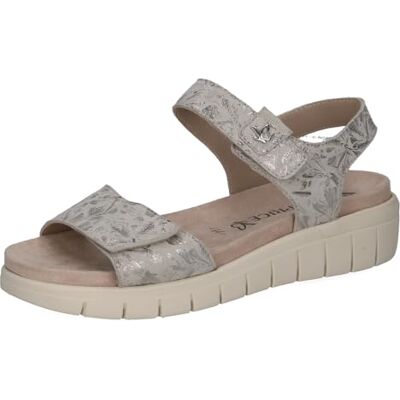 CAPRICE Sandalias planas para mujer, color blanco roto y plateado, talla 40 EU CAPRICE Sandalias planas para mujer, color blanco roto y plateado, talla 40 EU