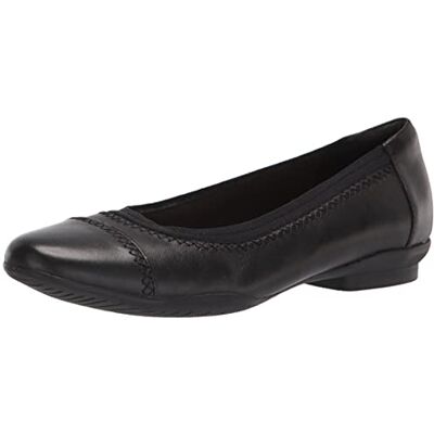 Clarks Sara Bay Ballet Flat para Mujer, Cuero Negro, 42 EU Clarks Sara Bay Ballet Flat para Mujer, Cuero Negro, 42 EU