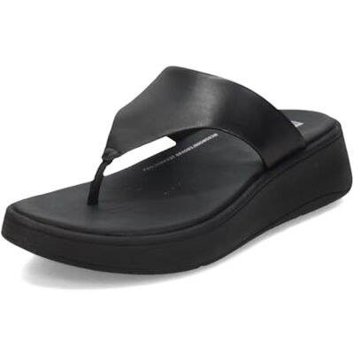 Fitflop Sandalia de cuña plana F-mode para mujer, Todo negro., 38 EU Fitflop Sandalia de cuña plana F-mode para mujer, Todo negro., 38 EU