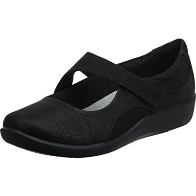 Clarks Sillian Bella, Zapatos Planos Mary Jane Mujer, Black Synthetic, 36.5 EU Ancho Clarks Sillian Bella, Zapatos Planos Mary Jane Mujer, Black Synthetic, 36.5 EU Ancho