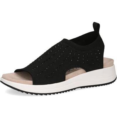 CAPRICE Sandalias planas y suaves para mujer, cómodas, Punto negro., 40 EU CAPRICE Sandalias planas y suaves para mujer, cómodas, Punto negro., 40 EU