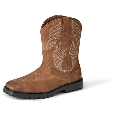Amazon Essentials Botas vaqueras occidentales de punta cuadrada, color bronceado, talla 40 Amazon Essentials Botas vaqueras occidentales de punta cuadrada, color bronceado, talla 40