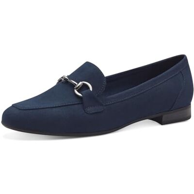MARCO TOZZI Mocasines de Mujer sin tacón Vegano con Hebilla, Azul Marino, 38 EU MARCO TOZZI Mocasines de Mujer sin tacón Vegano con Hebilla, Azul Marino, 38 EU