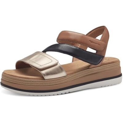 Tamaris - COMFORT 442 NUT COMB Wedge Plateau Sandale Komfortable Mehrweite Alltagsschuh Festlich Elegant, Sandalias planas, Tamaris - COMFORT 442 NUT COMB Wedge Plateau Sandale Komfortable Mehrweite Alltagsschuh Festlich Elegant, Sandalias planas,