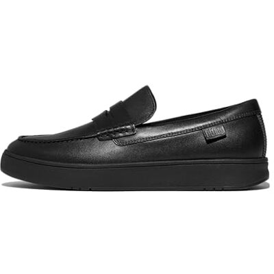 Fitflop Mocasines de Cuero Rally para Hombre, Todo Negro., 42.5 EU Fitflop Mocasines de Cuero Rally para Hombre, Todo Negro., 42.5 EU