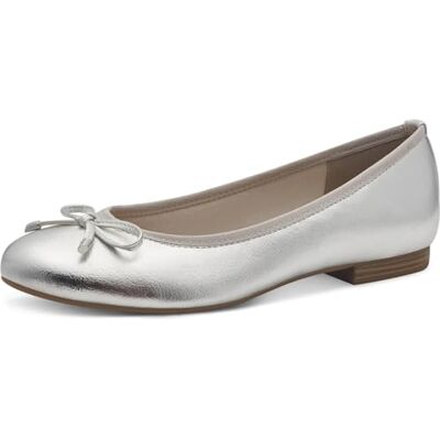 MARCO TOZZI Bailarinas para Mujer con Lazo Vegano, Plata, 39 EU MARCO TOZZI Bailarinas para Mujer con Lazo Vegano, Plata, 39 EU