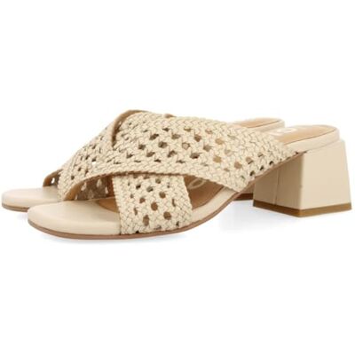 GIOSEPPO Sandalias DESTALONADAS Color Off-White con Trenzados para Mujer CLARCONA GIOSEPPO Sandalias DESTALONADAS Color Off-White con Trenzados para Mujer CLARCONA