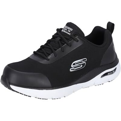 Skechers Arch Fit Sr Ringstap, Zapatos de trabajo Hombre, Black White Textile/Synthetic, 45 EU Skechers Arch Fit Sr Ringstap, Zapatos de trabajo Hombre, Black White Textile/Synthetic, 45 EU