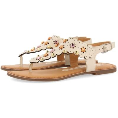 GIOSEPPO Sandalias Color Off-White DE Piel con Adorno DE Flores con TACHAS para Mujer PRELOJ GIOSEPPO Sandalias Color Off-White DE Piel con Adorno DE Flores con TACHAS para Mujer PRELOJ