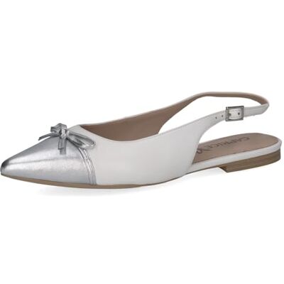 CAPRICE Bailarinas para Mujer, Color Blanco y Plateado, Talla 38,5 EU CAPRICE Bailarinas para Mujer, Color Blanco y Plateado, Talla 38,5 EU