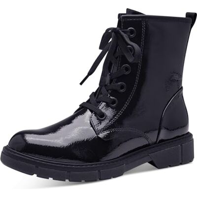MARCO TOZZI Botines para mujer con cordones planos con cremallera, Purple Patent, 38 EU MARCO TOZZI Botines para mujer con cordones planos con cremallera, Purple Patent, 38 EU
