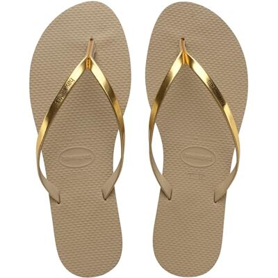 Havaianas You Metallic, Sandalias Cómodas, Elegantes y Versátiles, Tiras Finas con Acabado Metálico, Pequeño Tacón, Mujer Havaianas You Metallic, Sandalias Cómodas, Elegantes y Versátiles, Tiras Finas con Acabado Metálico, Pequeño Tacón, Mujer