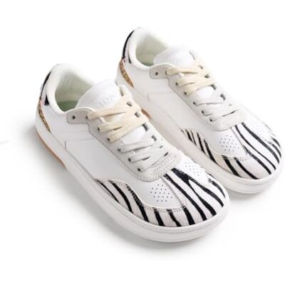 GIOSEPPO ENKARE Zapatillas de Piel con Estampado de Cebra y Brillo, Plantilla de Transición para Barefoot, Doble Cordón, Suela Plana de Caucho y Puntera Amplia, Estampado de Cebra, Talla 38 GIOSEPPO ENKARE Zapatillas de Piel con Estampado de Cebra y Brillo, Plantilla de Transición para Barefoot, Doble Cordón, Suela Plana de Caucho y Puntera Amplia, Estampado de Cebra, Talla 38