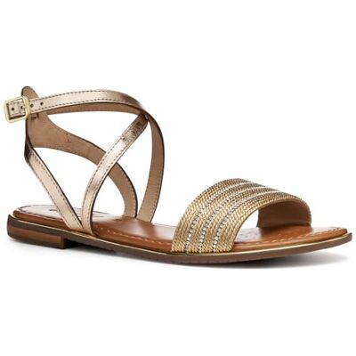 Geox D Sozy Plus F Flat Sandal DK Gold/LT Gold, 37,5 EU Geox D Sozy Plus F Flat Sandal DK Gold/LT Gold, 37,5 EU