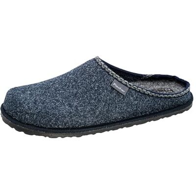 Fischer Markenschuh Pantuflas cómodas para hombre con costuras decoradas de fieltro reciclado Pantuflas para hombre, color azul vaquero Fischer Markenschuh Pantuflas cómodas para hombre con costuras decoradas de fieltro reciclado Pantuflas para hombre, color azul vaquero