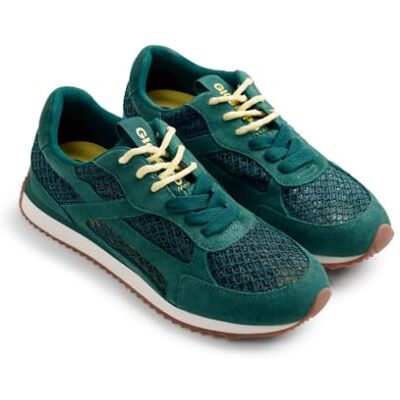 GIOSEPPO Roxas Zapatillas Deportivas Monocolor para Mujer con Piel Serraje y Rejilla Superpuesta, Plantilla Acolchada y Suela Flexible de TPR, Doble Cordón, Color Verde, Talla 38 GIOSEPPO Roxas Zapatillas Deportivas Monocolor para Mujer con Piel Serraje y Rejilla Superpuesta, Plantilla Acolchada y Suela Flexible de TPR, Doble Cordón, Color Verde, Talla 38