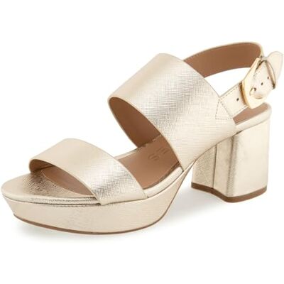 Aerosoles , Sandalia con talón Mujer, Piel sintética Texturizada metálica Dorada, 38.5 EU Aerosoles , Sandalia con talón Mujer, Piel sintética Texturizada metálica Dorada, 38.5 EU