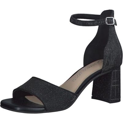 MARCO TOZZI , Sandalia con talón Mujer, Negro metálico, 38.5 EU MARCO TOZZI , Sandalia con talón Mujer, Negro metálico, 38.5 EU