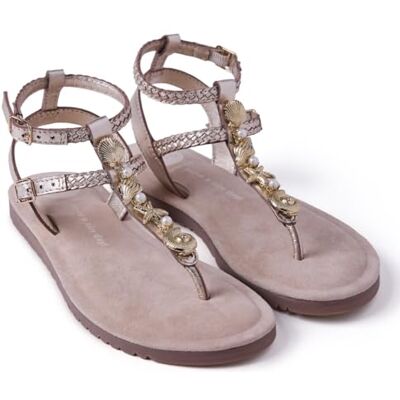 GIOSEPPO WATAMU Sandalias Romanas de Piel Metalizada con Abalorios y Trenzado, Correa Ajustable en el Tobillo, Planta de Piel Serraje Acolchada, Suela Flexible de TPR, Color Oro, Talla 36 GIOSEPPO WATAMU Sandalias Romanas de Piel Metalizada con Abalorios y Trenzado, Correa Ajustable en el Tobillo, Planta de Piel Serraje Acolchada, Suela Flexible de TPR, Color Oro, Talla 36