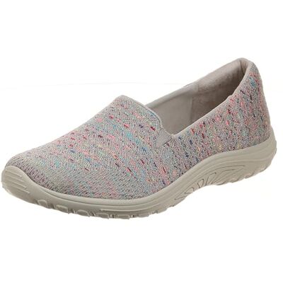 Skechers Reggae Fest-Wicker-Engineered Knit Twin Gore Slip on (Willows), Mocasín Plano Mujer, Gris Topo, 38.5 EU Skechers Reggae Fest-Wicker-Engineered Knit Twin Gore Slip on (Willows), Mocasín Plano Mujer, Gris Topo, 38.5 EU