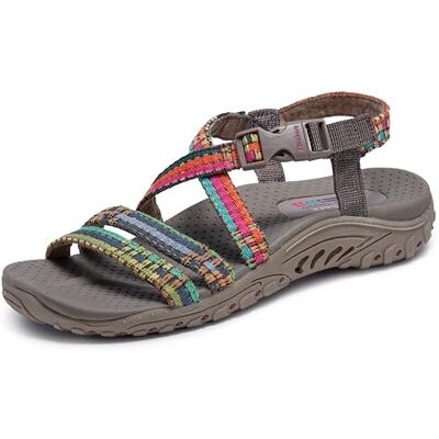 Skechers Reggae-Sew Me-Boho Woven Strappy Slingback, Sandalia Mujer, Gris Topo, 42 EU Skechers Reggae-Sew Me-Boho Woven Strappy Slingback, Sandalia Mujer, Gris Topo, 42 EU