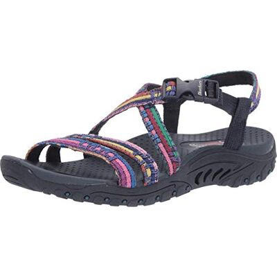 Skechers Reggae Sew Me Boho Sandalias tejidas con tiras para mujer, Azul Marino Multi, 39 EU Skechers Reggae Sew Me Boho Sandalias tejidas con tiras para mujer, Azul Marino Multi, 39 EU