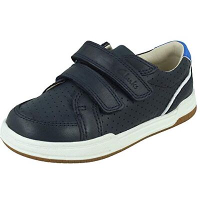 Clarks Boy's Fawn Solo T Sneaker, Medium, Azul Marino (Navy Leather), 4 UK Child Clarks Boy's Fawn Solo T Sneaker, Medium, Azul Marino (Navy Leather), 4 UK Child