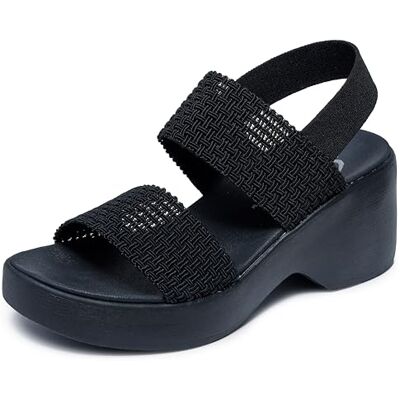 Skechers CALI DAY, Sandalia con talón Mujeres, Black, Skechers CALI DAY, Sandalia con talón Mujeres, Black,