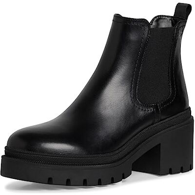 Tamaris Botines Chelsea de Piel para Mujer, Tacón Cuadrado, Cómodos, Negro, 39 EU Tamaris Botines Chelsea de Piel para Mujer, Tacón Cuadrado, Cómodos, Negro, 39 EU