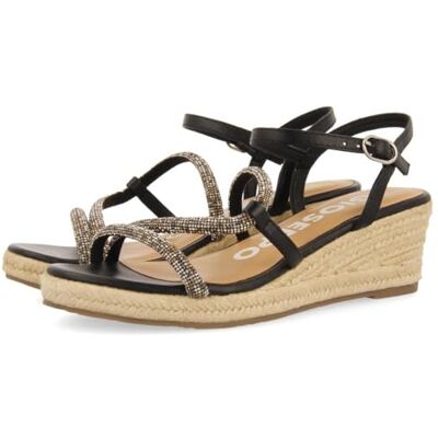 GIOSEPPO Sandalias Negras con Tiras con Cristales Multicolor Y CUÑA DE Yute para Mujer Catania GIOSEPPO Sandalias Negras con Tiras con Cristales Multicolor Y CUÑA DE Yute para Mujer Catania