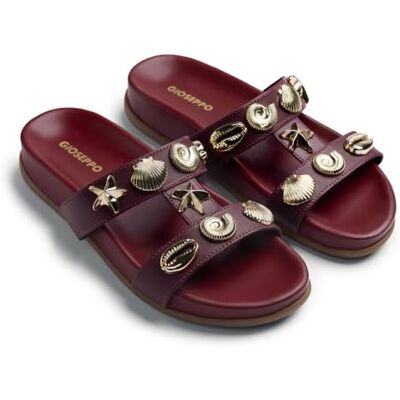 GIOSEPPO NAMANGA Sandalias de Piel con Abalorios para Mujer, Talón Abierto y Planta Anatómica, Estilo Elegante y Cómodo, Color Burdeos, Talla 39 GIOSEPPO NAMANGA Sandalias de Piel con Abalorios para Mujer, Talón Abierto y Planta Anatómica, Estilo Elegante y Cómodo, Color Burdeos, Talla 39